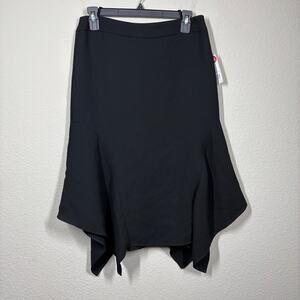 Elliott Lauren 6 Lori K Knee Length Skirt Draped Black Flared Handkerchief Hem